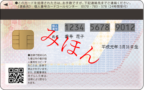 マイナンバーカード(裏面)