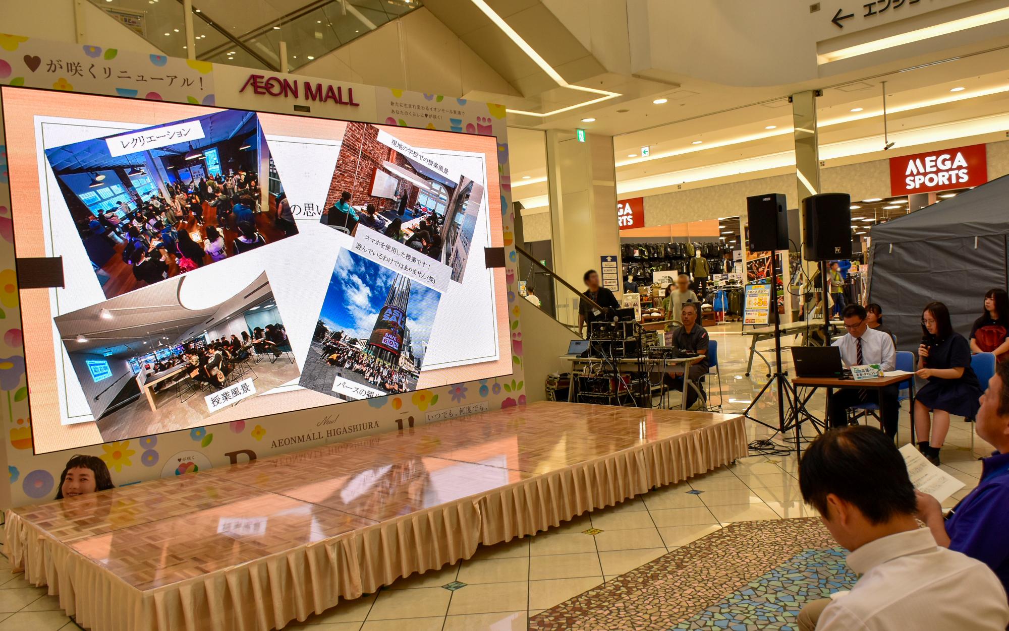 海外での様子を発表する若者