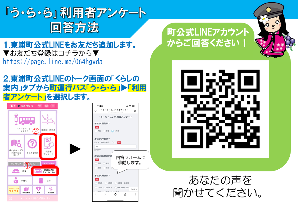 東浦町運行バスうらら利用者アンケート