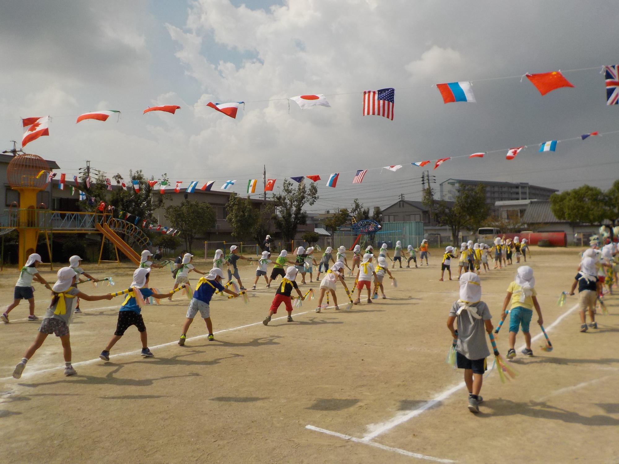 令和元年石浜保育園運動会 年長 踊り よさこい