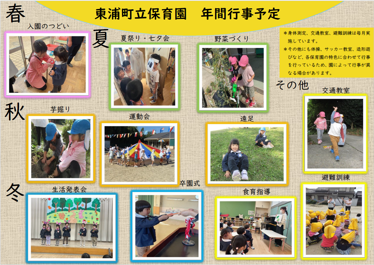 保育園の主な行事の写真が載っています。
