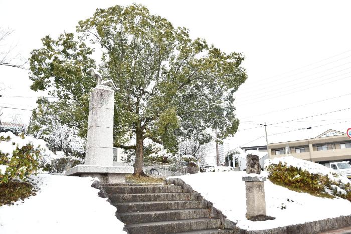 役場前の雪景色