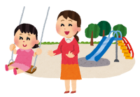 公園で遊ぶ親子のイラスト